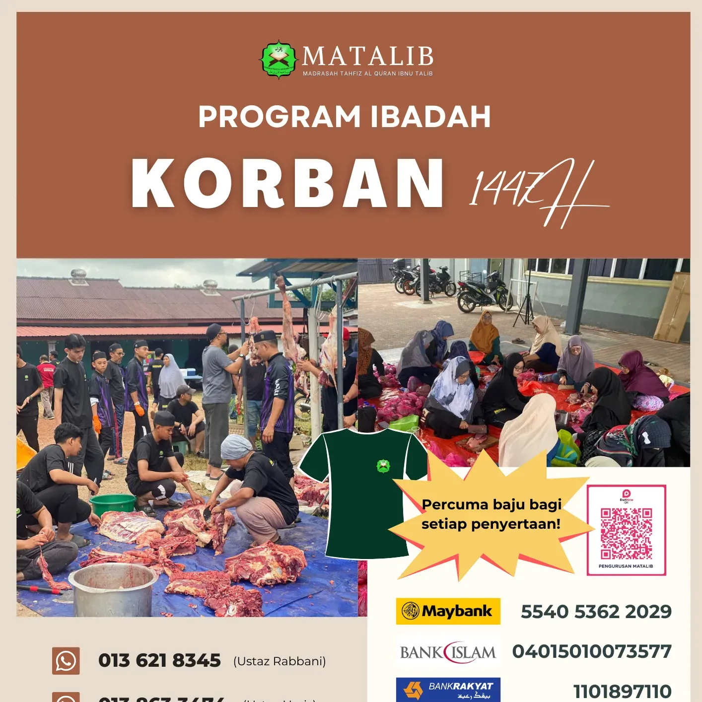 PROGRAM IBADAH KORBAN MADRASAH TAHFIZ AL-QURAN IBNU TALIB 1447H